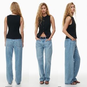 Aritzia Wilfred Regal Vest Black Size 6 Slim-fit button-up